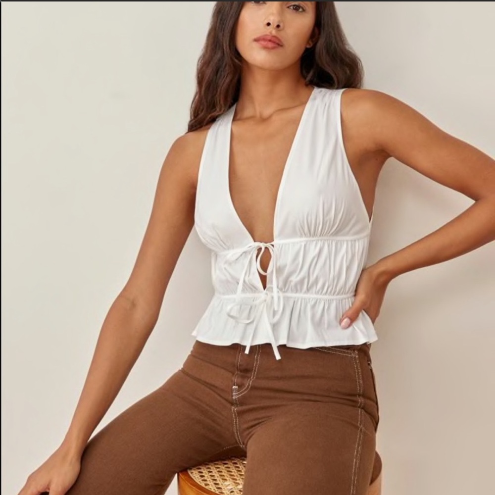Reformation Feta Top - Organic Cotton - White Size 6